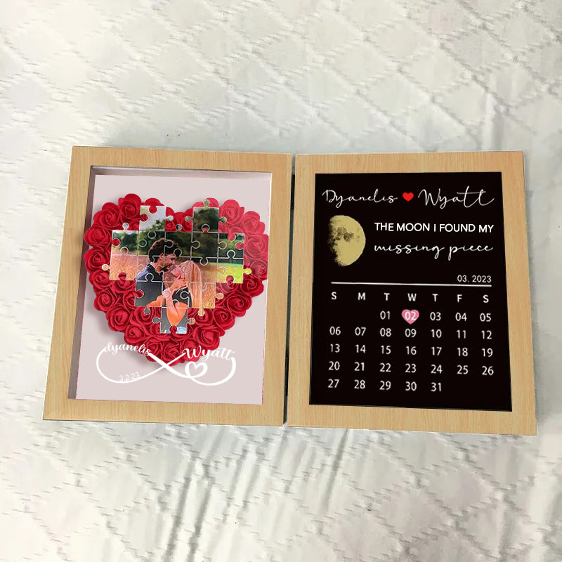 the-day-i-found-my-missing-piece-custom-heart-flowers-frame-anniversary-calendar
