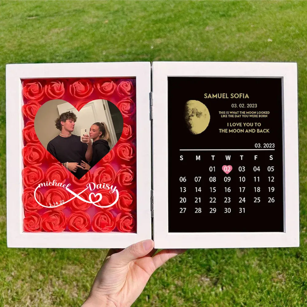 infinity-sign-with-names-custom-flowers-frame-with-real-moon-phase-anniversary-calendar