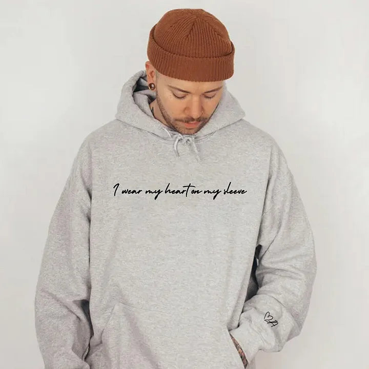 i-wear-my-heart-on-my-sleeve-crewneck-or-hoodie-custom-initals-sweatshirt-on-sleeve