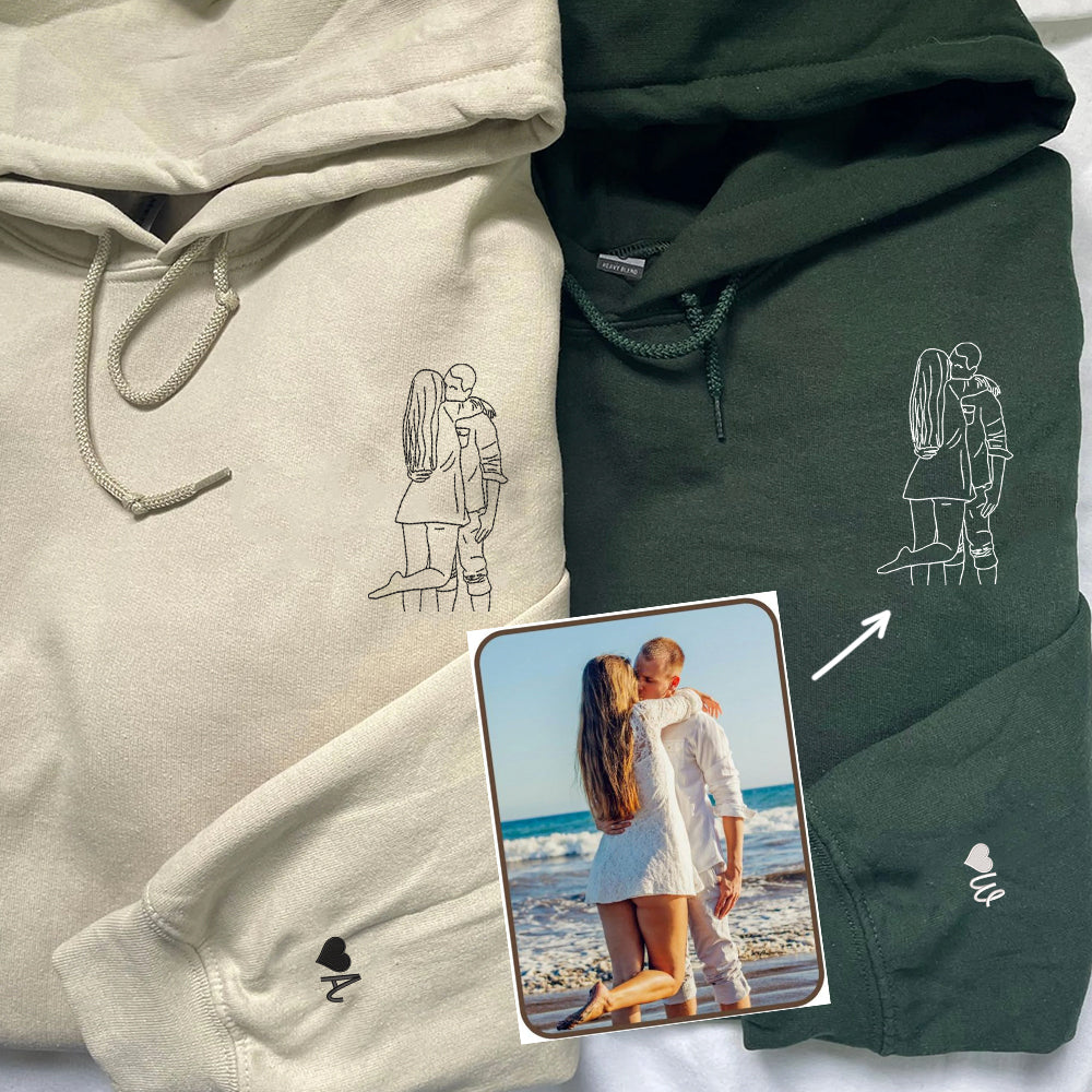 custom-personalized-picture-outline-embroidered-hoodie-sweatshirt-portrait-photo-couple-outline-sweatshirt-custom-line-art-photo-hoodie