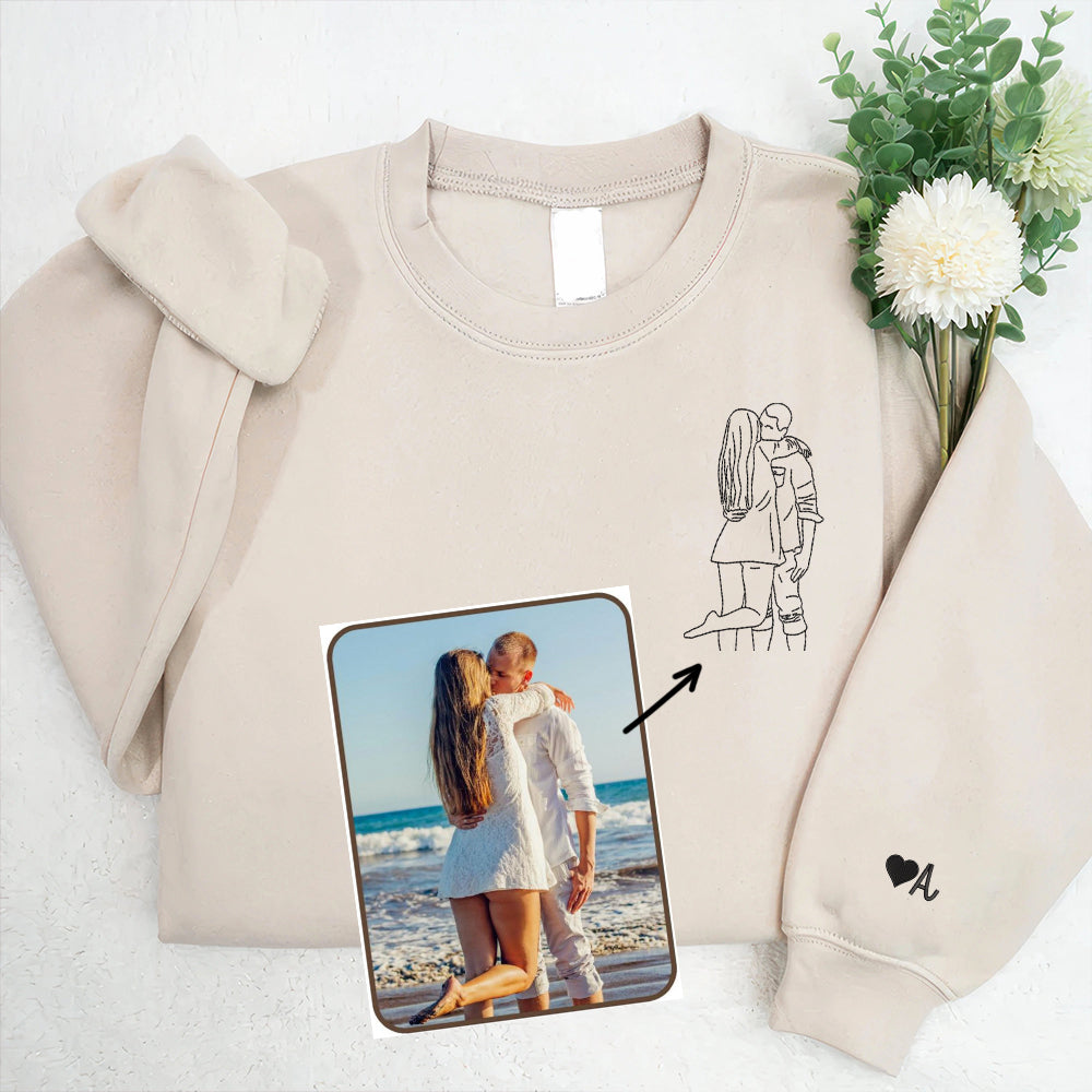 custom-personalized-picture-outline-embroidered-hoodie-sweatshirt-portrait-photo-couple-outline-sweatshirt-custom-line-art-photo-hoodie