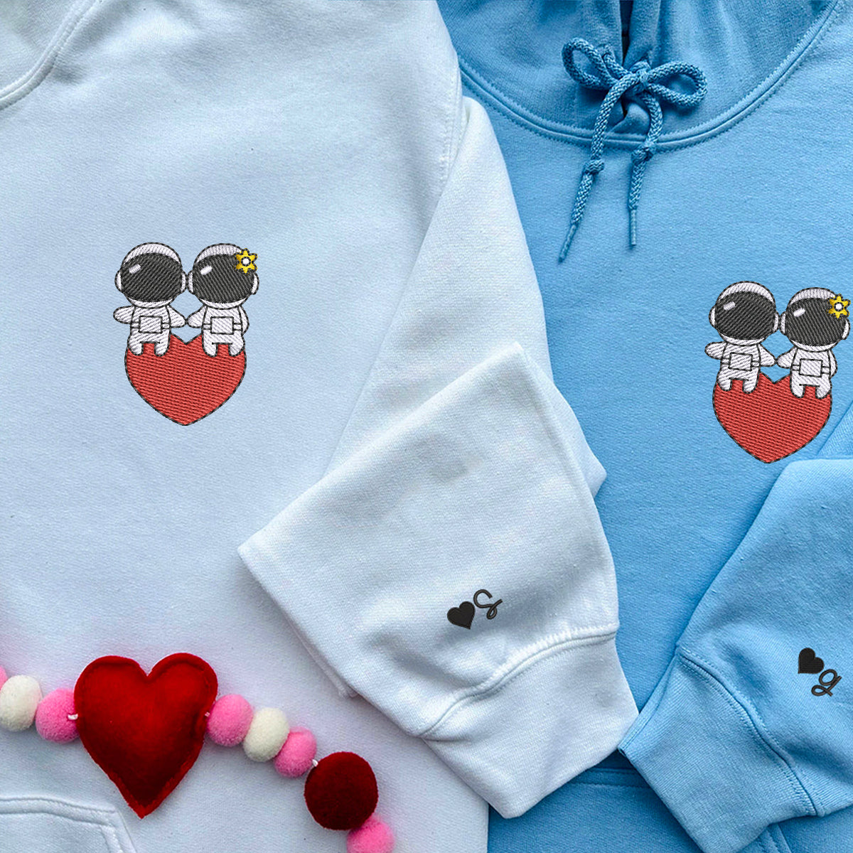 custom-embroidered-hoodies-for-couples-cute-astronaut-couples-embroidered-hoodie