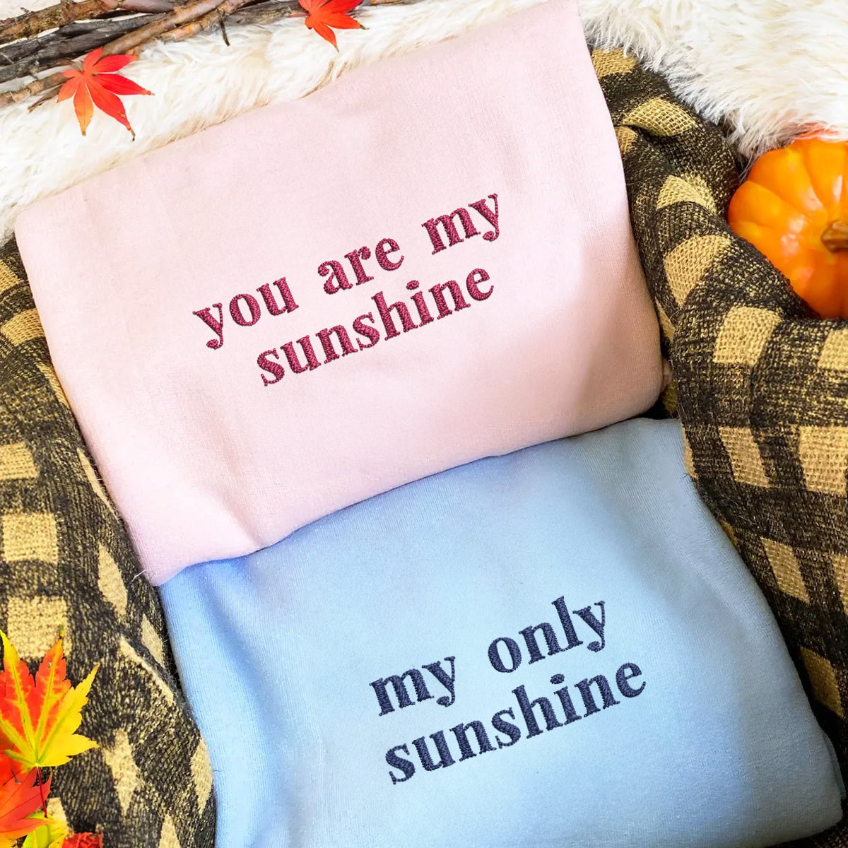 custom-you-are-my-sunshine-my-only-sunshine-embroidered-matching-set-couple-sweatshirt-hoodies