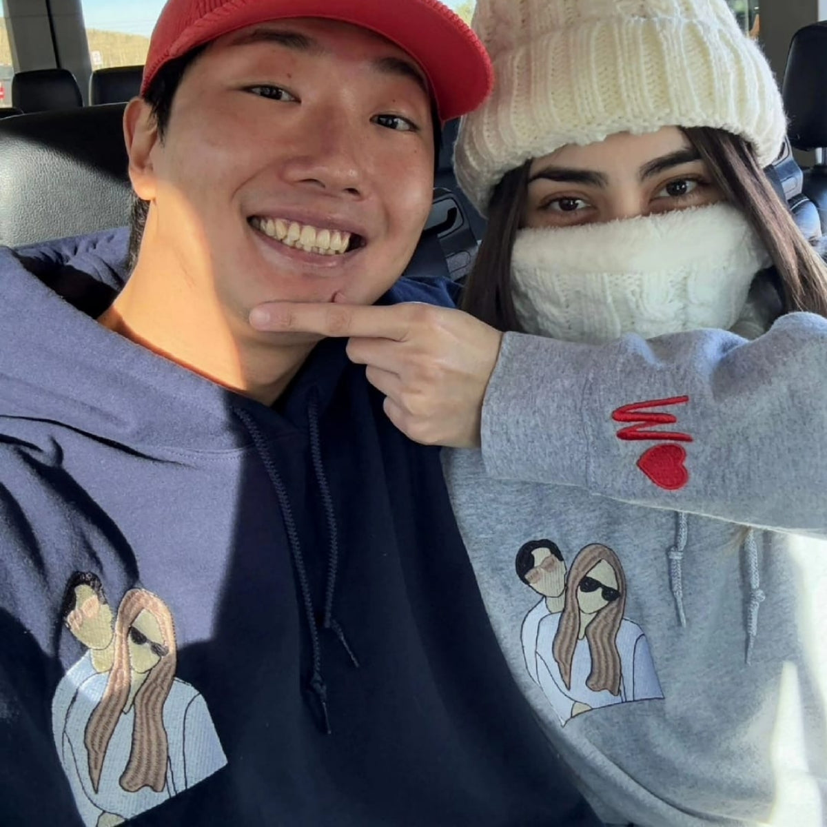 custom-embroidered-hoodies-for-couples-custom-embroidered-portrait-photo-date-on-sleeve-matching-couple-embroidered-hoodie