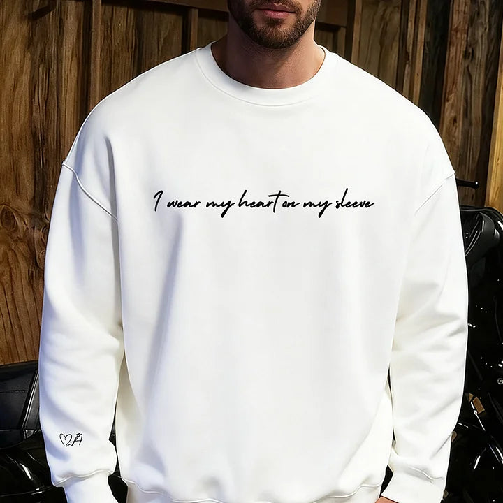 i-wear-my-heart-on-my-sleeve-crewneck-or-hoodie-custom-initals-sweatshirt-on-sleeve