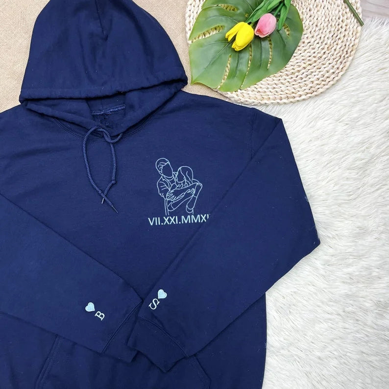 custom-couple-photo-outline-embroidered-roman-numeral-anniversary-t-shirt-sweatshirt-hoodie
