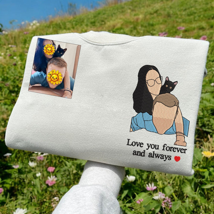 Custom Embroidered Portrait from Photo Hoodie , Valentines Couple Portrait Shirt Gift , Wedding Portrait, Matching Couple Sweatshirt Gift